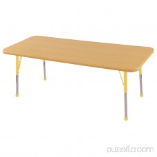 ECR4Kids 30in x 60in Rectangle Everyday T-Mold Adjustable Activity Table Maple/Maple/Yellow - Chunky Leg